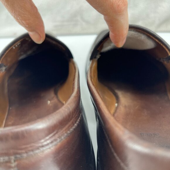 Allen Edmonds Steen Dark Brown Slip On Split Toe Loafers Dress Shoes - Picture 11 of 15